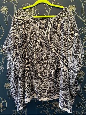 TALBOTS scarf / wrap / coverup / topper SILK BLEND 2x PLUS SIZED paisley SHEER